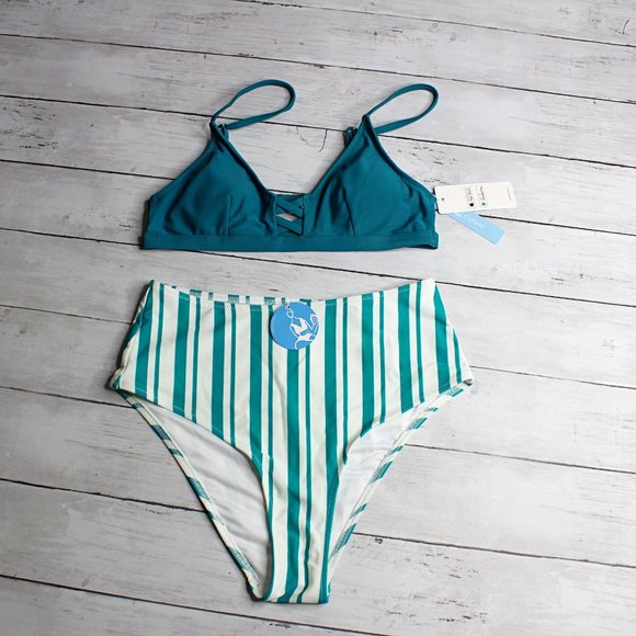 Cupshe Other - Cupshe Women's Swim Top High Waist Bikini Bottoms Size S Swimsuit 2 Pc